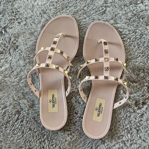 Valentino Women's Blush Sandals with Gold Accents